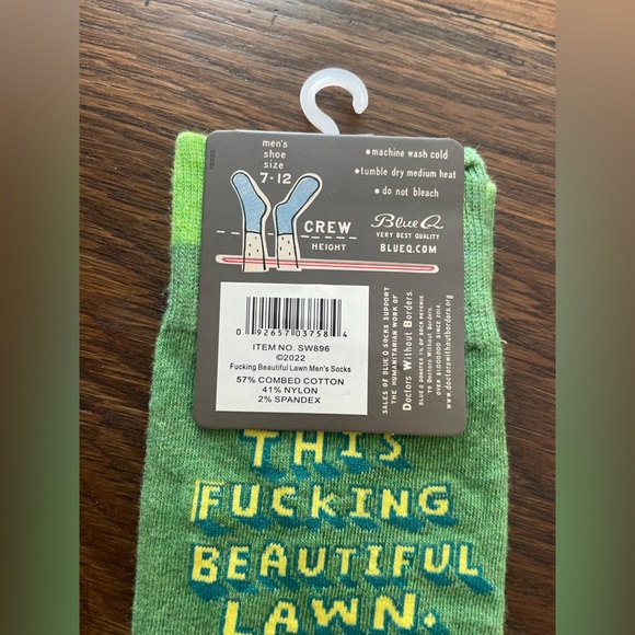 NWT Blue Q Socks Green Lawn Mowing Silly Socks - Picture 4 of 4